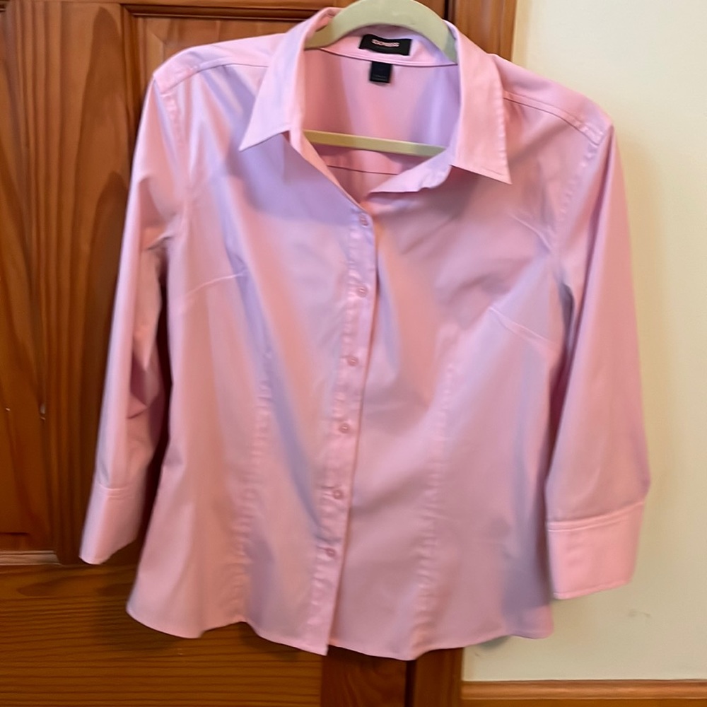 Stretch material in a lovely pink. Great for work or WFH!